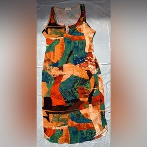 Women’s Love J Large Multicolor Abstract Stretchy Sleeveless Dress